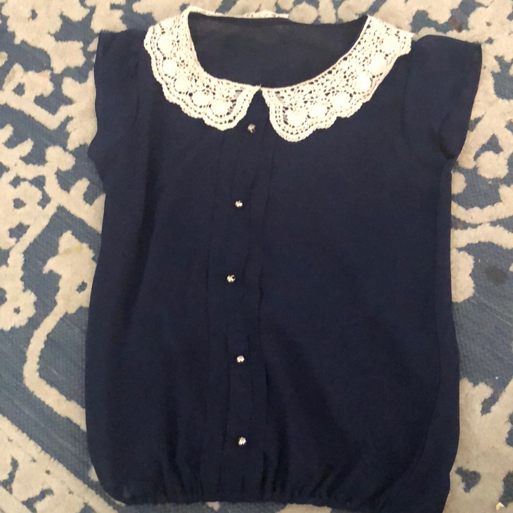 Navy Peter Pan Blouse